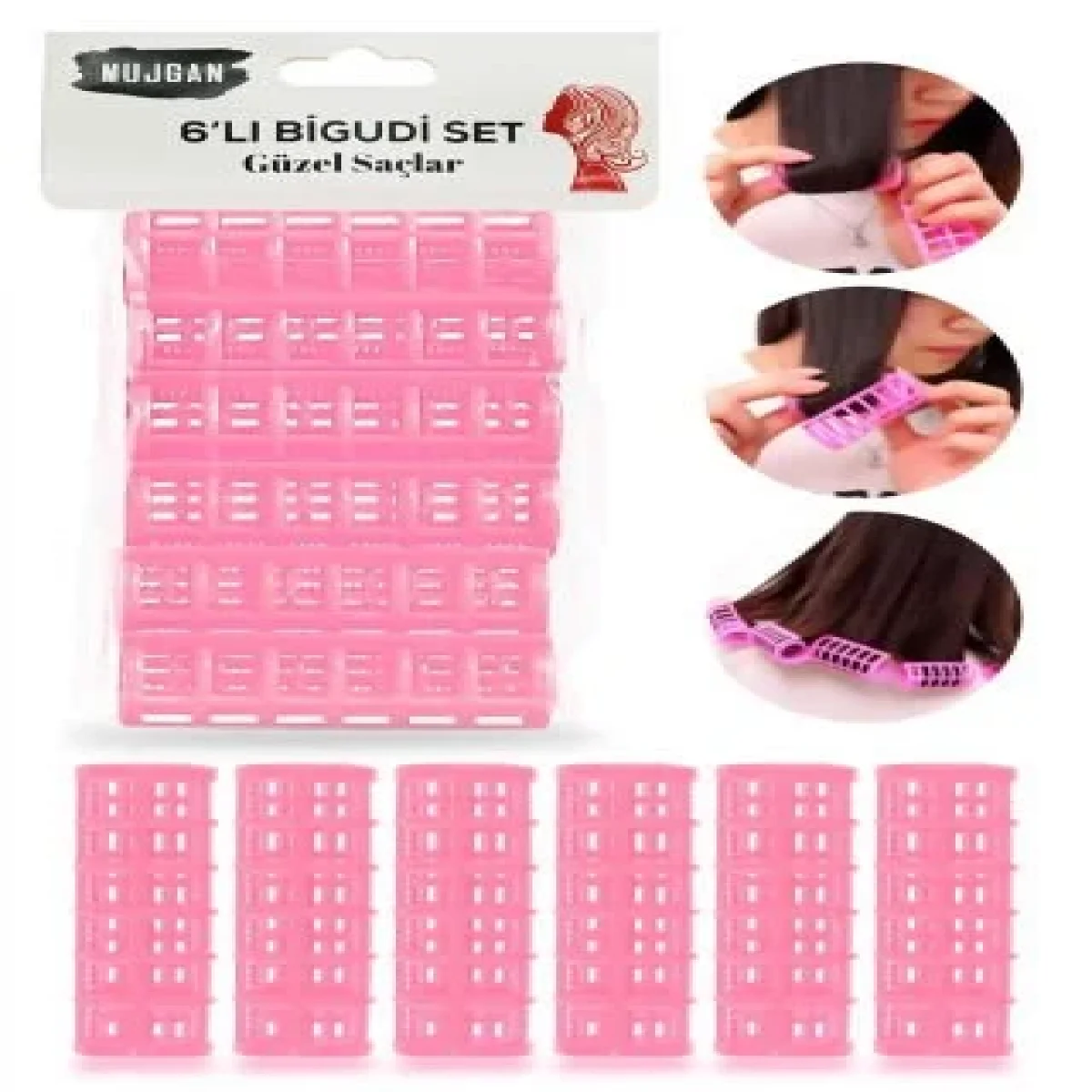Kafes  Bigudi Seti 8 li Pembe