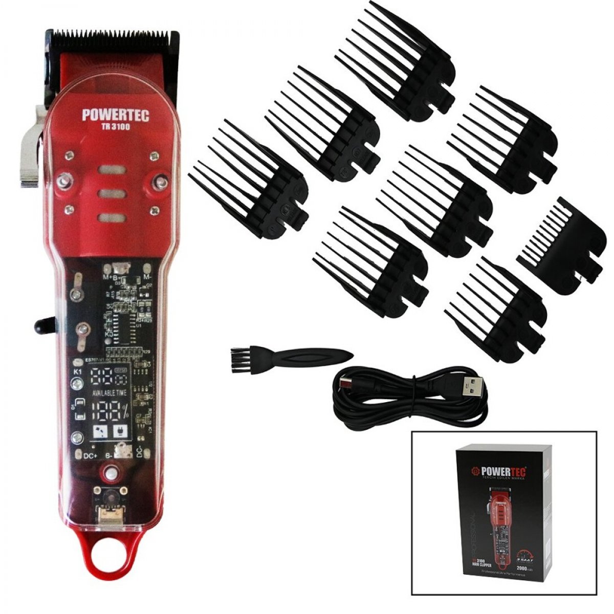 Powertec TR-3100 Profesyonel Şarjlı Saç Sakal Tıraş Makinesi 
