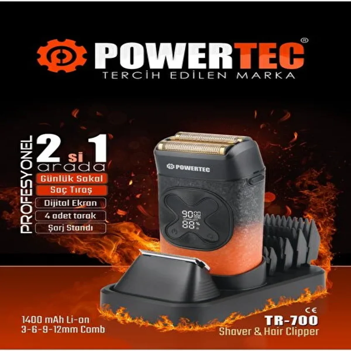 Powertec TR-700 2in1 Günlük Sakal Tıraş Makinesi 
